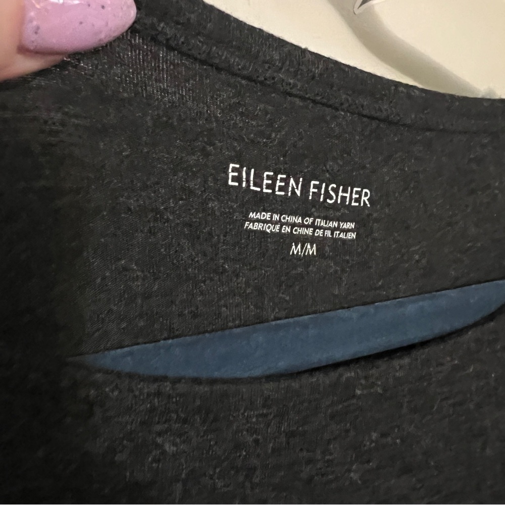 Eileen Fisher Charcoal Long Sleeve Dress M - Picture 5 of 8
